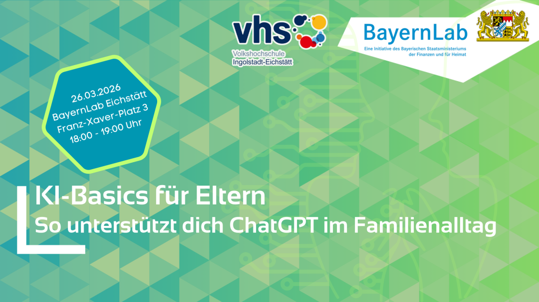 Das BayernLab Eichstätt bietet im Rahmen der VHS Kurse über KI-Basics für Eltern an.